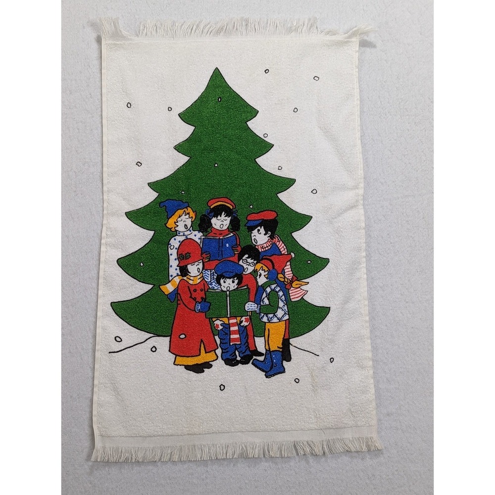 Vintage Cannon Hand‎ Towel Christmas Carolers Tree 15x24 Inch